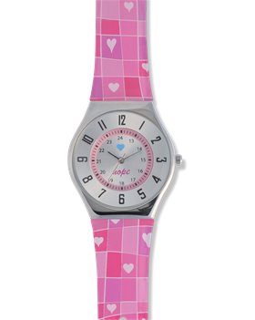 Pink Nurse Mates Checkered Hearts Jelly Watch